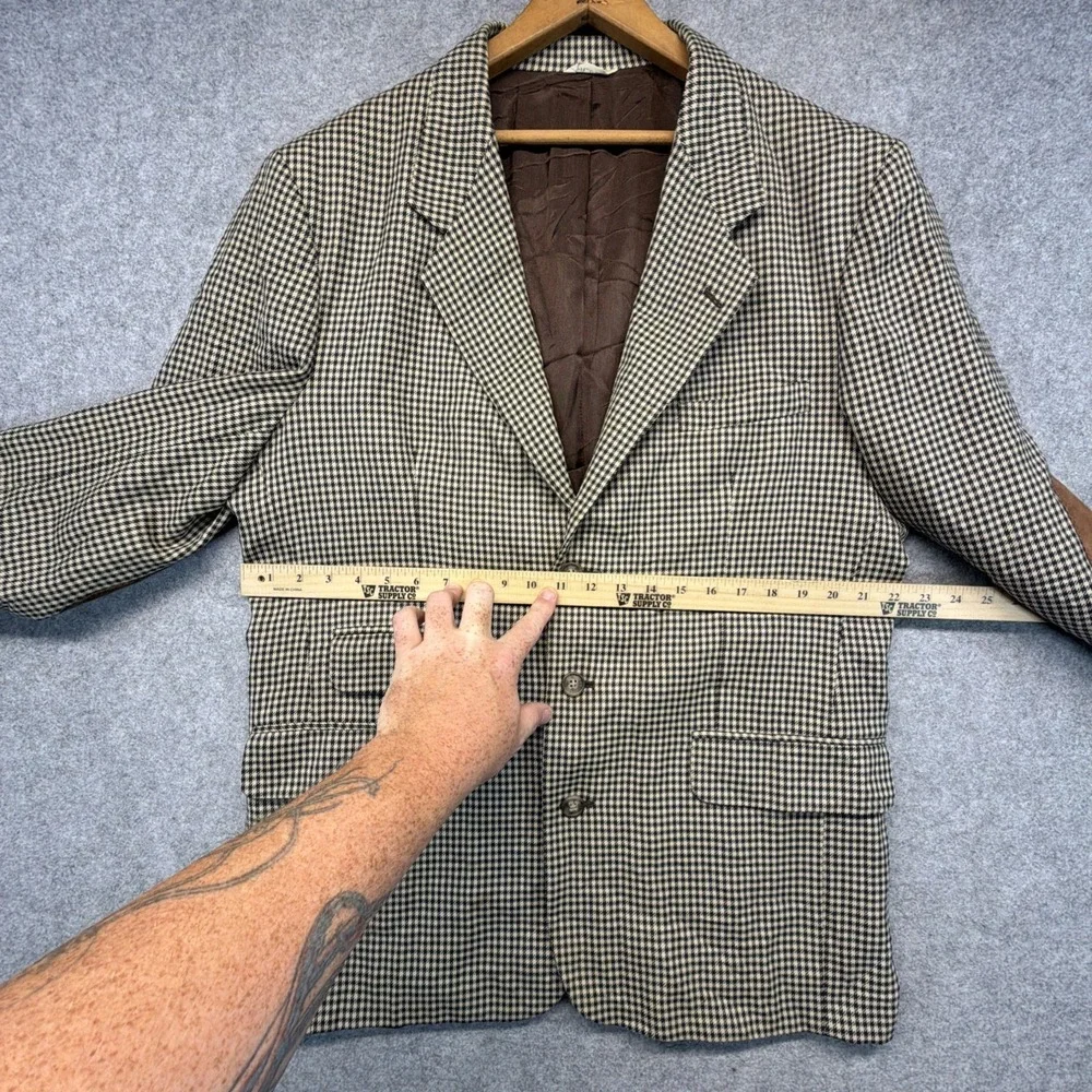 Vintage Banana Republic Blazer Safari Mens Large Houndstooth Elbow Patches USA